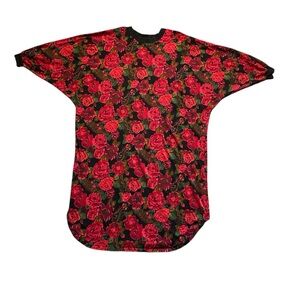 Solange 100% Cotton Floral Tunic Caftan Style Top 3X Black Red Pink